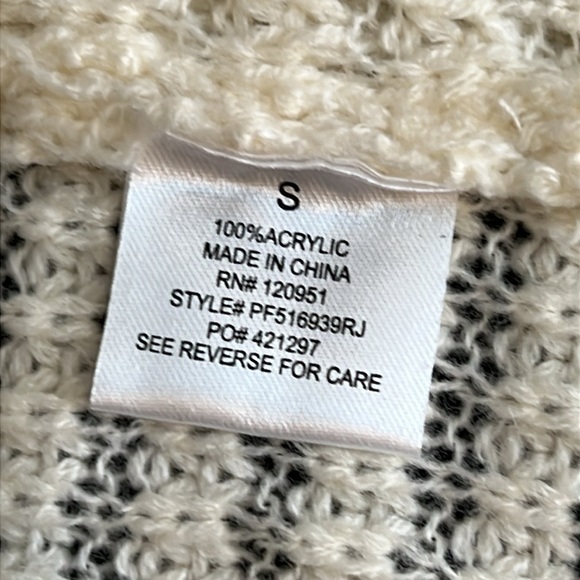 Pink Rose open front Cardigan, ivory, popcorn knit, criss cross back detail, S - Picture 11 of 12